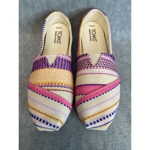 TOMS Wear Good Multi Color Alpargata Woven SlipOn Espadrille Casual Shoes US 6.5